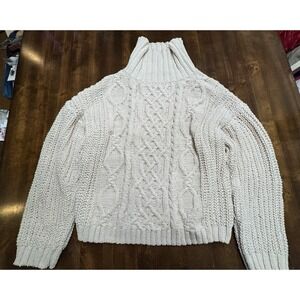 Vintage Boho Lane Tree  Cream Cable Knit Sweater Round Neck Pullover Large